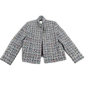 Doncaster Blazer Jacket Long Sleeves Lined Confetti Tweed Wool Blend Gray Size 2